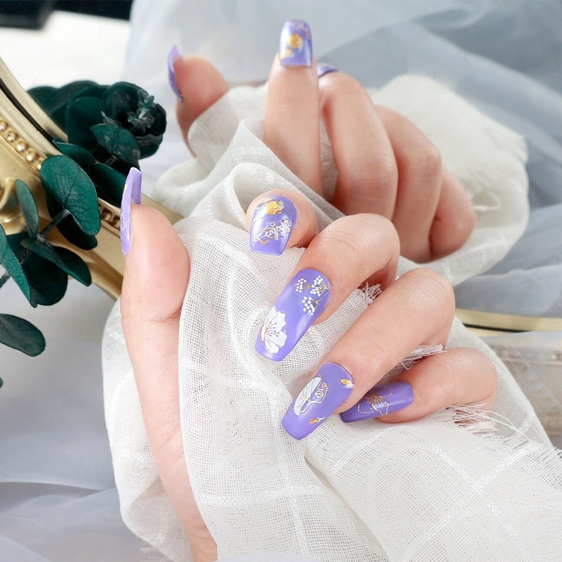 Miếng Dán Trang Trí Móng Tay 3D Hình Hoa Hồng/Lá Màu Vàng/Trắng/Vàng Kim Độc Đáo