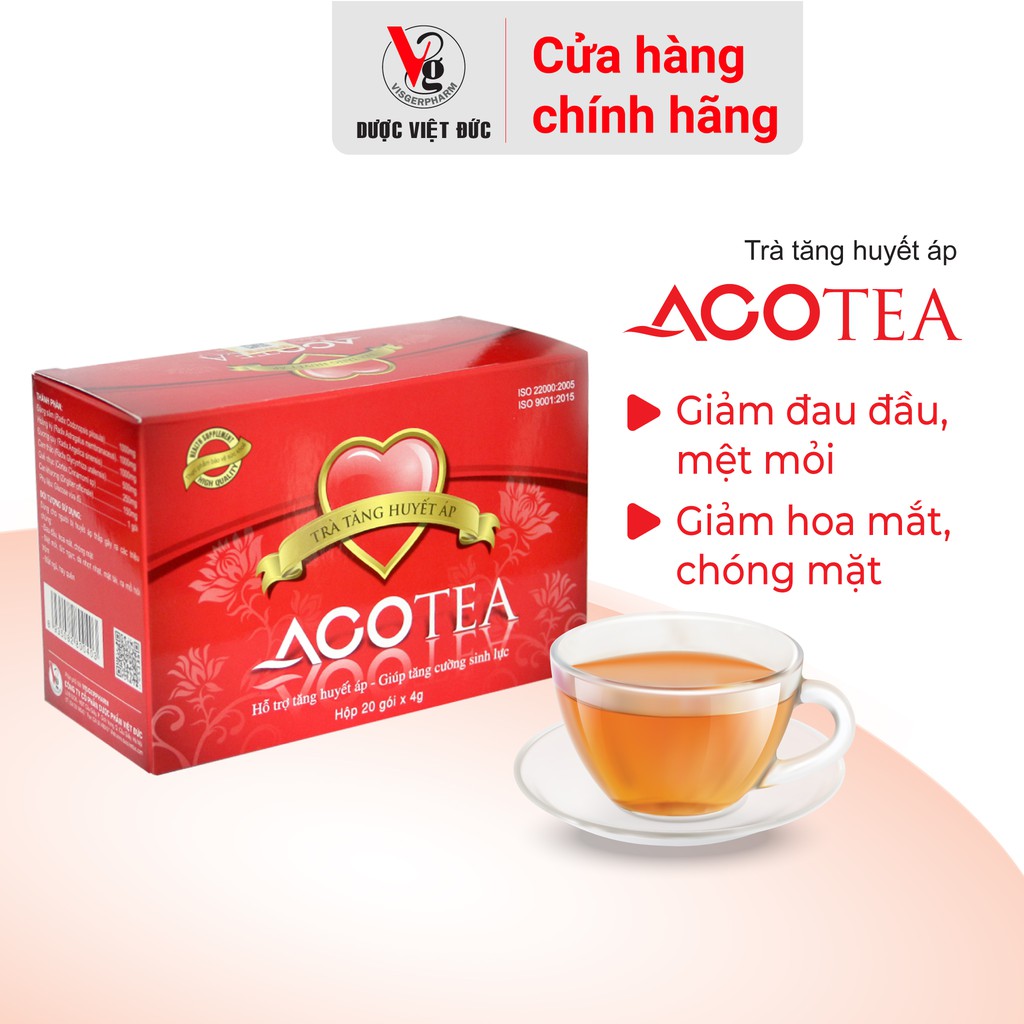 [Chính hãng - Dược Việt Đức] Thực phẩm bảo vệ sức khỏe Acotea - Trà cho người huyết áp thấp, hộp 20 gói x 4g