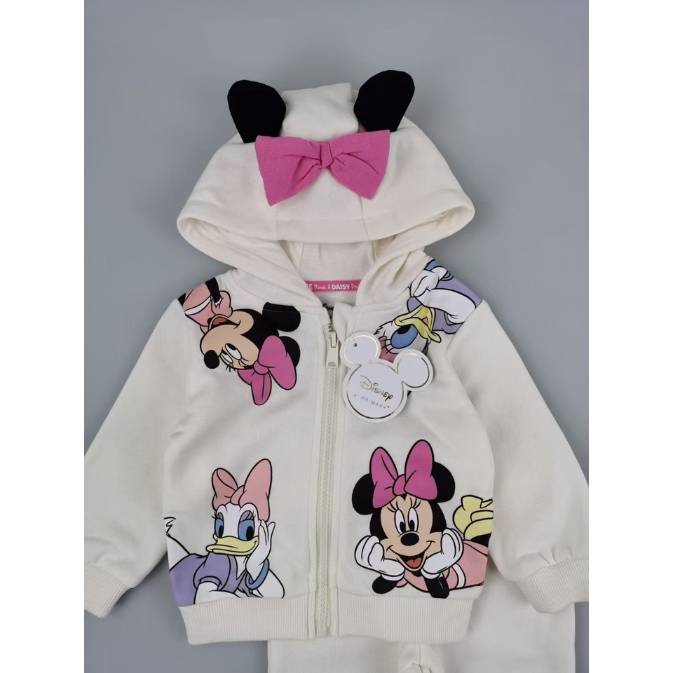 Set Minnie bé gái hãng Disney Primark dư xịn màu trắng hồng 3 chi tiết siêu xinh