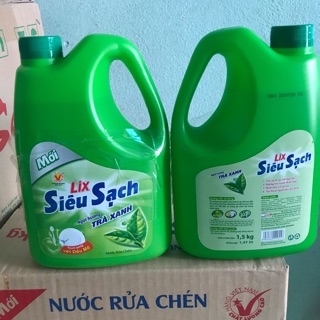 Combo 2 chai Rua chén Lix tra xanh 1.5kg