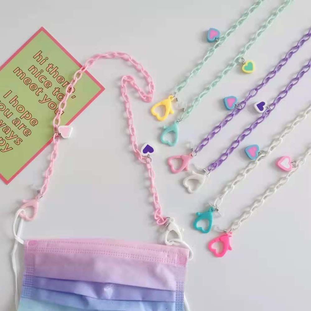 Dây đeo mắt kính/ khẩu trang chống thất lạc bằng acrylic hình trái tim màu kẹo dễ thương