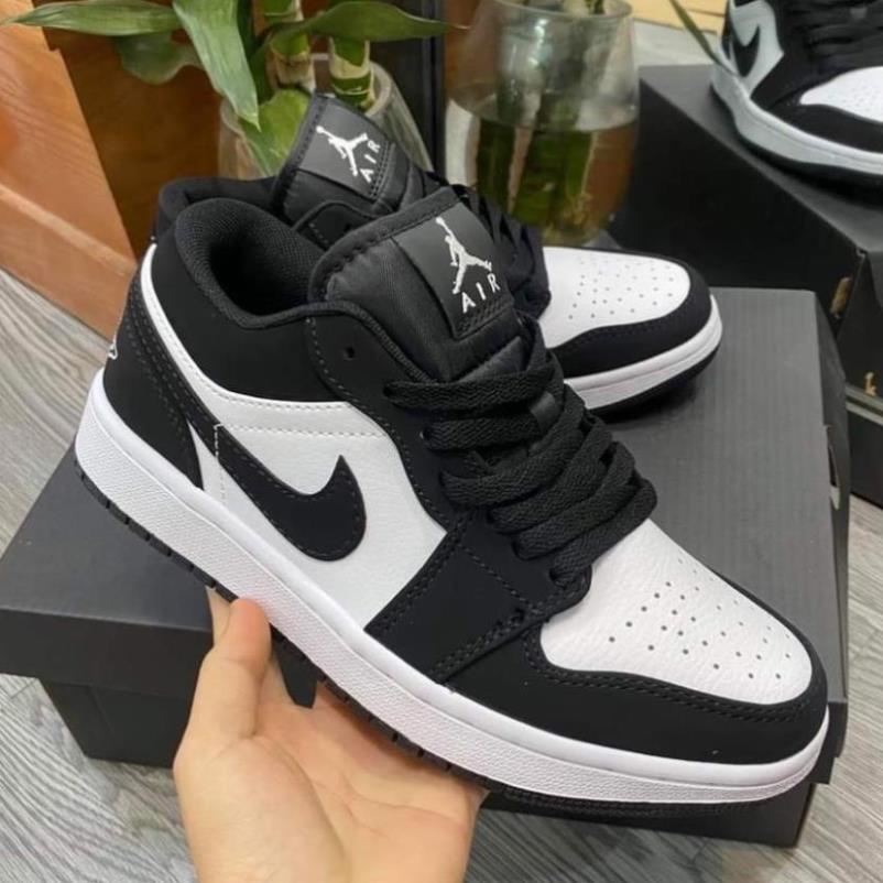 Giày jordan cổ thấp màu đen trắng, giày jd panda thấp hàng cao cấp, full bill box, phụ kiện
