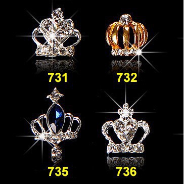 Set 10 hạt đính trang trí móng tay nghệ thuật hình vương miện 3D