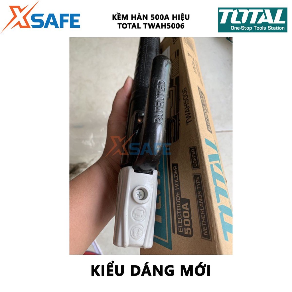 Kìm hàn que TOTAL TWAH5006 Kềm hàn điện Dòng điện định mức 500A, phù hợp sử dụng cho máy hàn MMA của Total