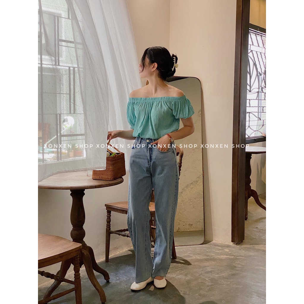 ÁO TRỄ VAI áo bệt vai chun dễ thương XONXEN SHOP freesize mã 8022