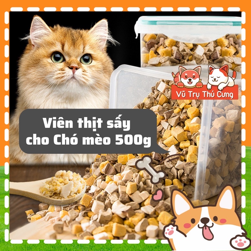Snack thịt sấy cho Chó mèo hộp 460g, Gà sấy hỗn hợp thơm ngon cho thú cưng