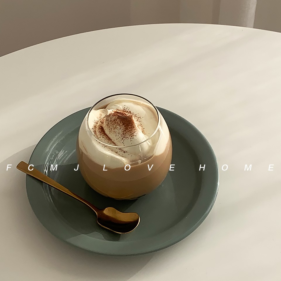 Cốc thủy tinh chịu nhiệt kiểu Bắc Âu cao cấp dùng để uống cà phê đá/soda/sữa tráng miệng bữa sáng dùng trong nhà hàng