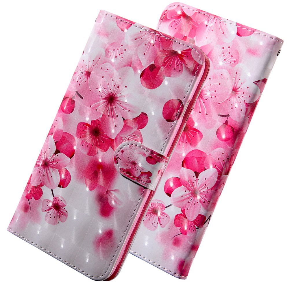Flap leather case For iPhone 5 5s SE 6 6s 7 8 plus flower Card slot bracket  Cover Casing
