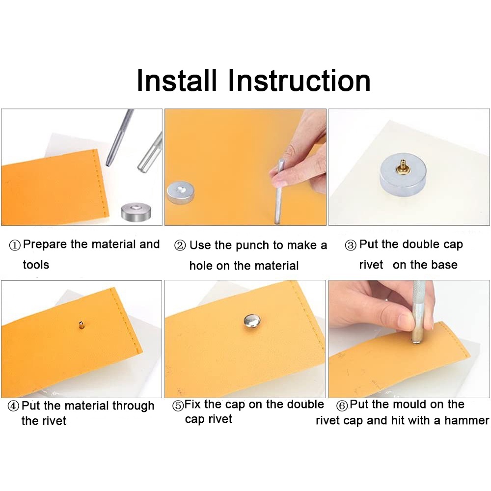 Set 100 Đinh Tán Hai Mặt Bằng Kim Loại Chuyên Dụng Làm Đồ Da DIY