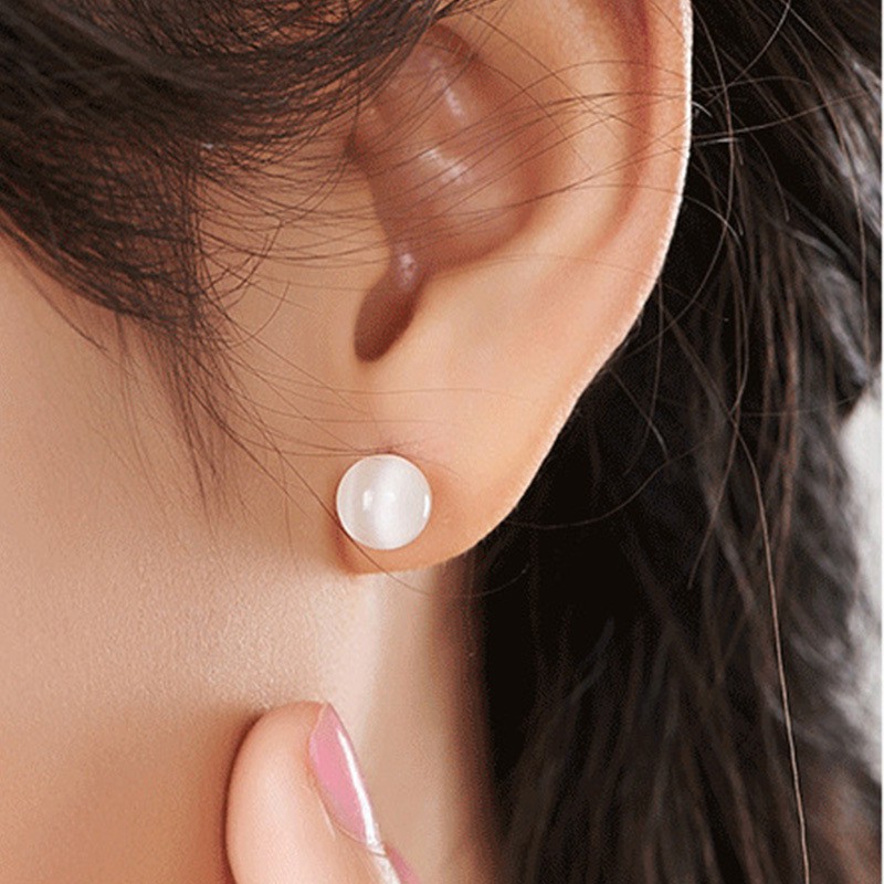 Bông tai bạc 925 cho phụ nữ ánh trăng opal đồ trang sức thời trang cổ điển
