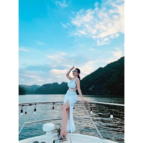 BIKINI Set 3 chi tiết 2 mảnh áo úp váy dày hở chân