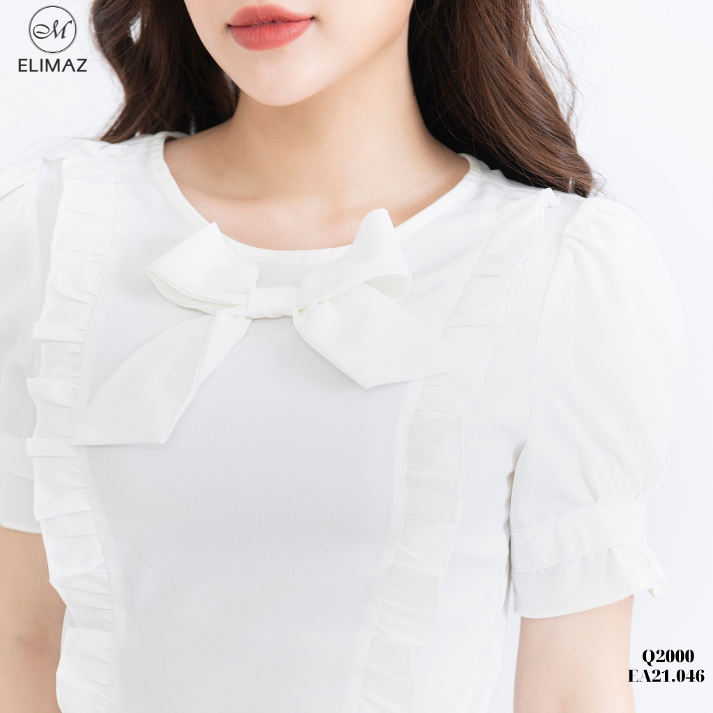 Áo sơ mi nữ cộc tay bèo nơ Elimaz EA21.046