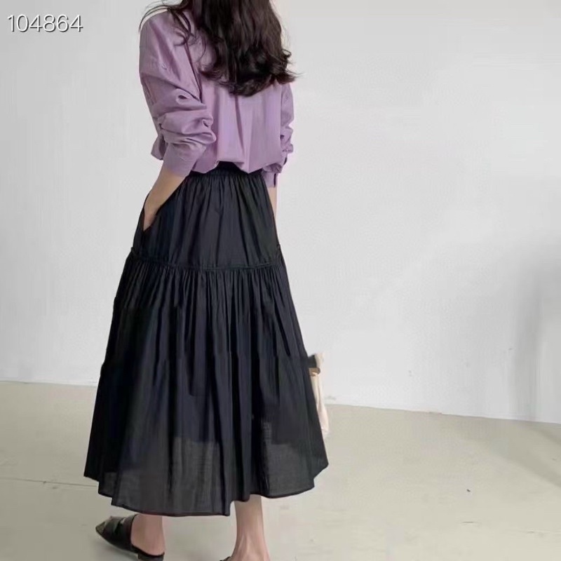 Chân váy midi dáng dài thanh lịch, ,chân váy dáng dài ulzzang xếp tầng