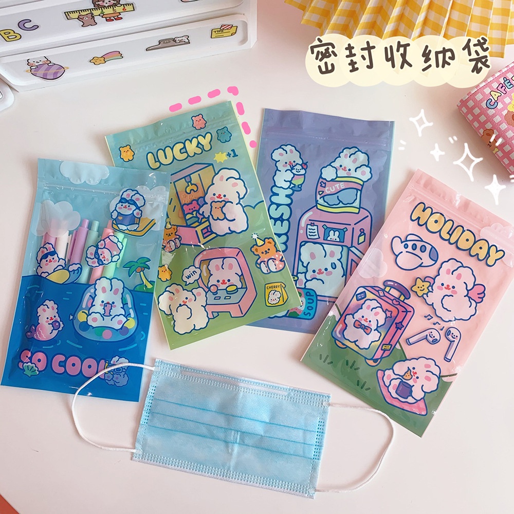 Túi zip mini bag Hàn Quốc, túi zip nhỏ đựng bánh kẹo hình thỏ cute