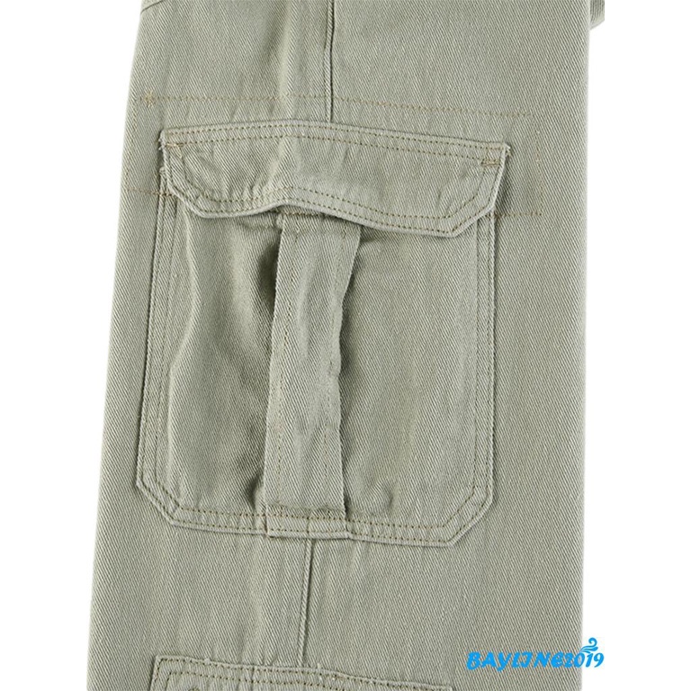 Bay-quần Jean Túi Hộp Lưng Vừa Dáng Rộng Màu Trơn Đơn Giản Với Nhiều Túi Màu Xanh Lá Cây Dành Cho Bạn Nữ