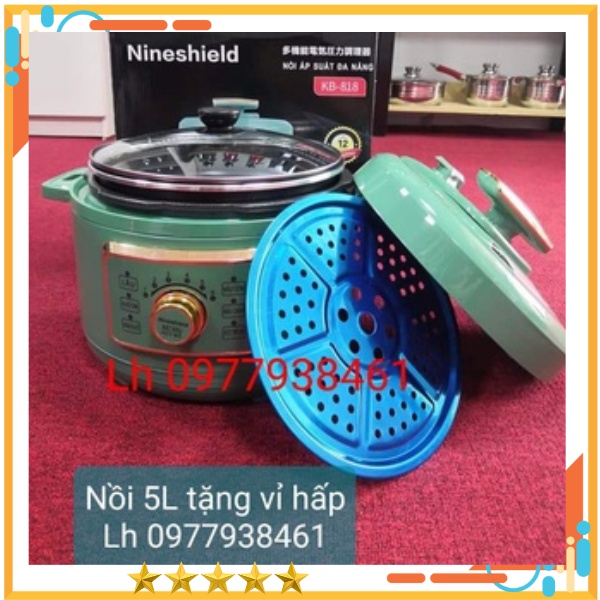 Nồi áp suất điện đa năng Nineshield 4L KB618, Nồi hầm cháo cho bé thông minh 6 chức năng bản Tiếng Việt
