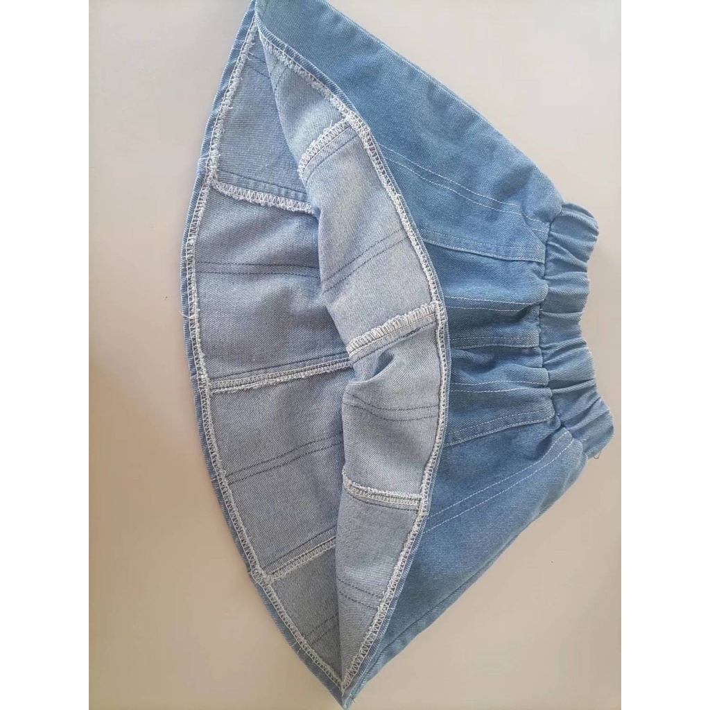 Bộ Áo Sơ Mi Denim Cổ Búp Bê Phối Chân Váy Denim In Hoa Kiểu Nhật Hàn Thời Trang Mùa Hè Cho Bé Gái 2022