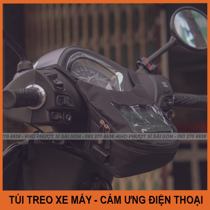 Kho Sỉ SG - Túi treo điện thoại chiều dọc - ngang chạy Grab - cảm ứng được treo đầu xe máy - Túi Grap shiper