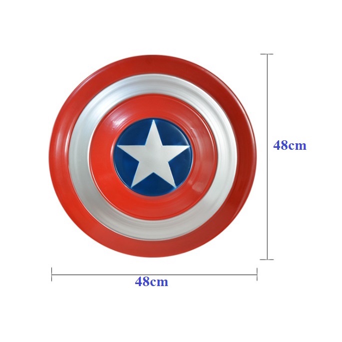 (BẰNG KIM LOẠI, 48CM) Khiên Captain American Shield Marvel Avenger cầm tay và treo tường tỷ lệ 1:1, đồ chơi và trang trí