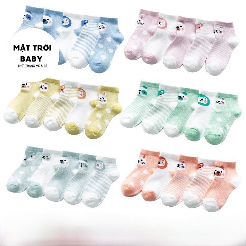 Tất trẻ em: Set 5 đôi tất cho bé đủ size từ 0-5 tuổi