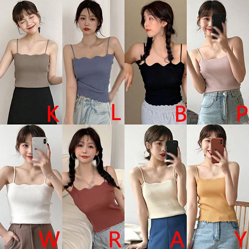 Áo Hai Dây Dệt Kim Màu Sắc Đơn Giản