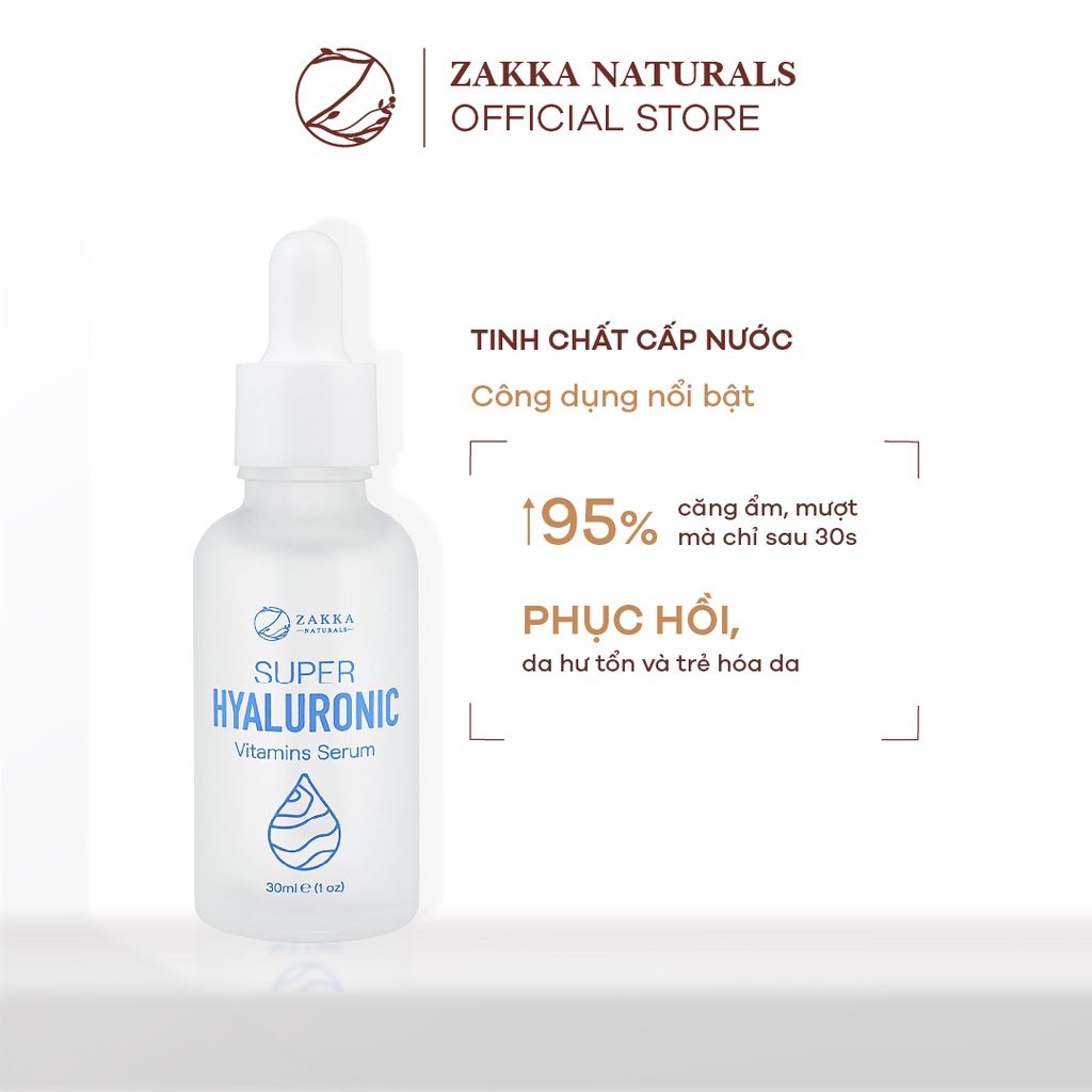 Serum (Tinh Chất) Cấp Nước Zakka Naturals Super Hyaluronic Vitamins Serum 30ml