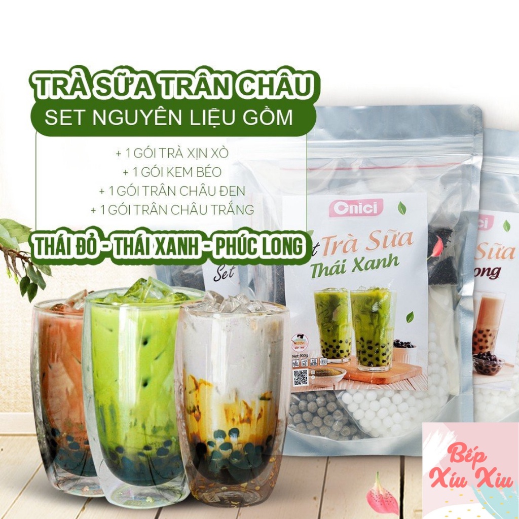 Set trà sữa phúc long, thái xanh, thái đỏ tự pha Bếp Xíu Xiu nguyên liệu dung thử thành phẩm 5-7 ly