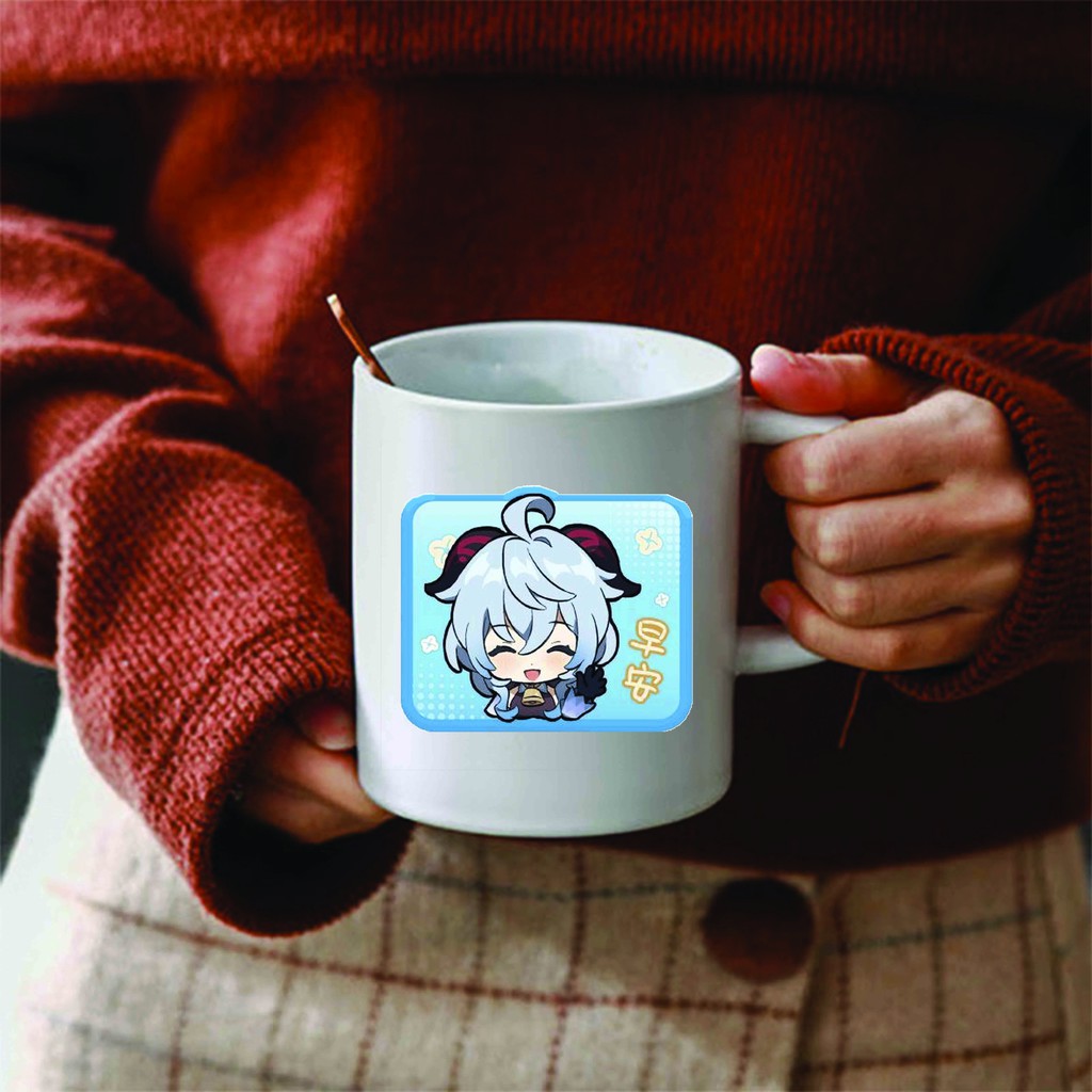 Cốc sứ trắng in hình GENSHIN IMPACT game anime chibi dễ thương xinh xắn tiện lợi M2