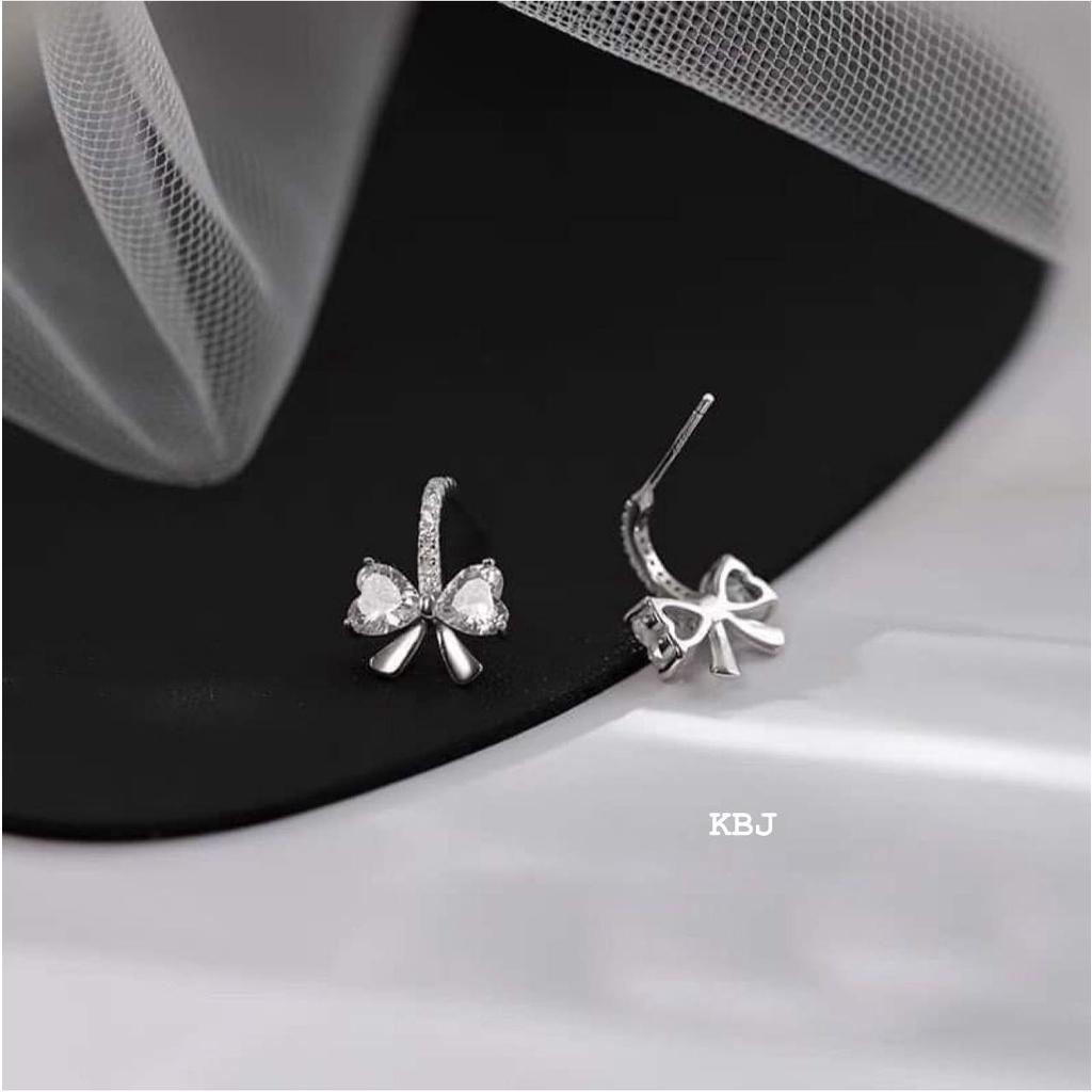 Bông tai nơ cực xinh chuẩn bạc ta