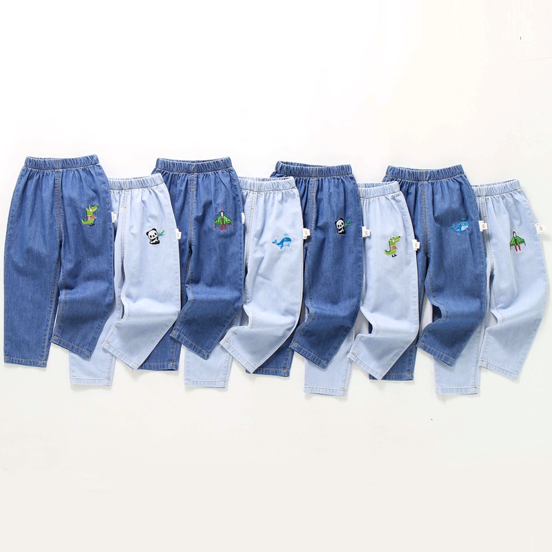 Quần Jeans Thêu Hình Động Vật Cho Bé Trai