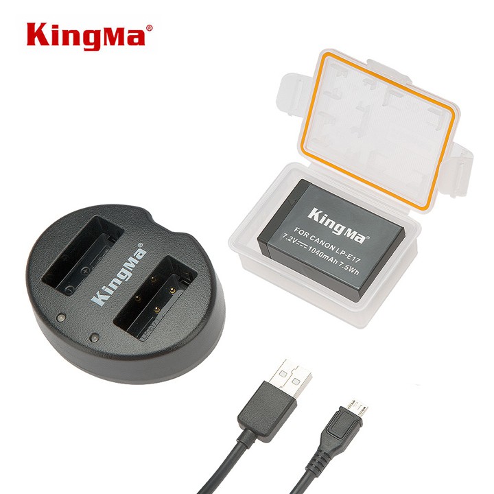 Bộ 1 pin 1 sạc đôi usb KingMa LP-E17 (tặng case pin) dùng cho Canon M3 M5 M6 M100 77D 750D 760D 800D dung lượng 1040mAh