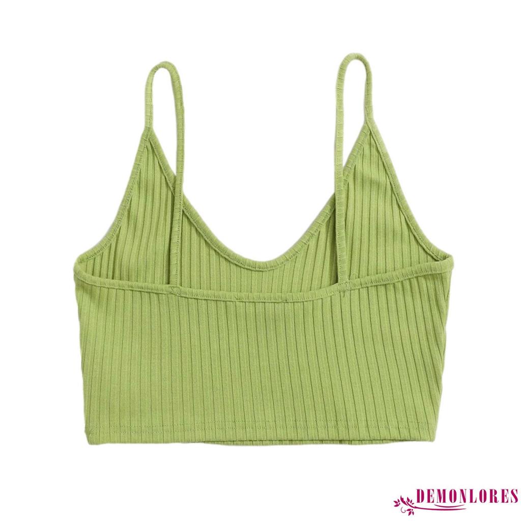 Áo Croptop Hai Dây Cổ Chữ V Hở Lưng Màu Trơn Thời Trang Mùa Hè Cho Nữ