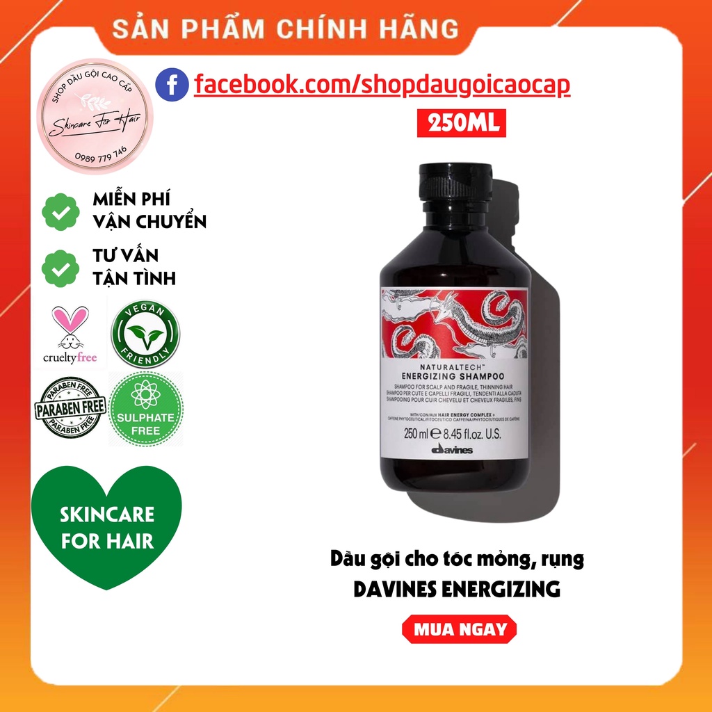 Dầu gội Davines Energizing dung tích 250ml dành cho tóc mỏng, thưa, rụng