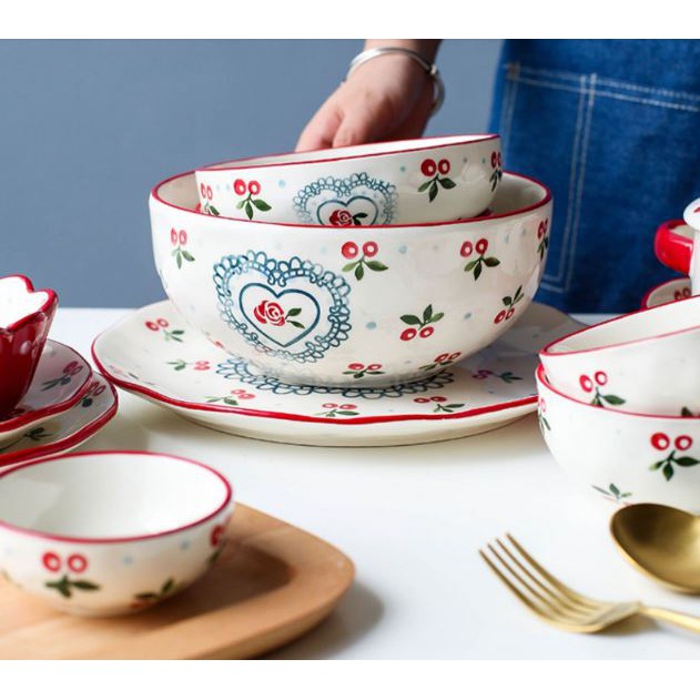 Có sẵn Bộ sưu tập bát đĩa sứ Cherry Đỏ | BigBuy360 - bigbuy360.vn