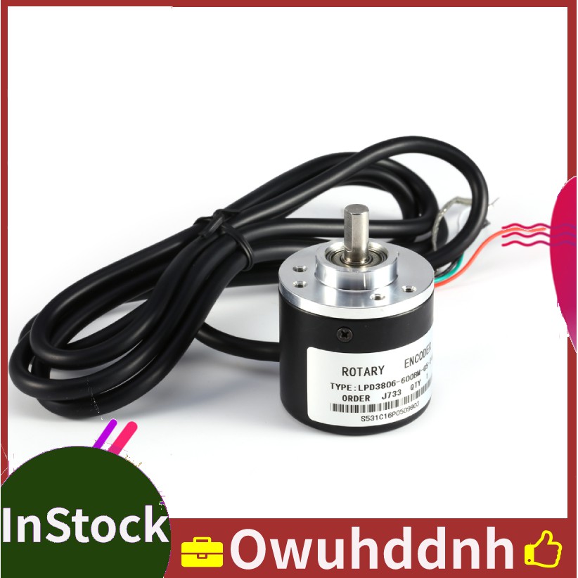 Owuh 600P/R Photoelectric Incremental Rotary Encoder 5V-24V AB 2-Phases Shaft 6mm