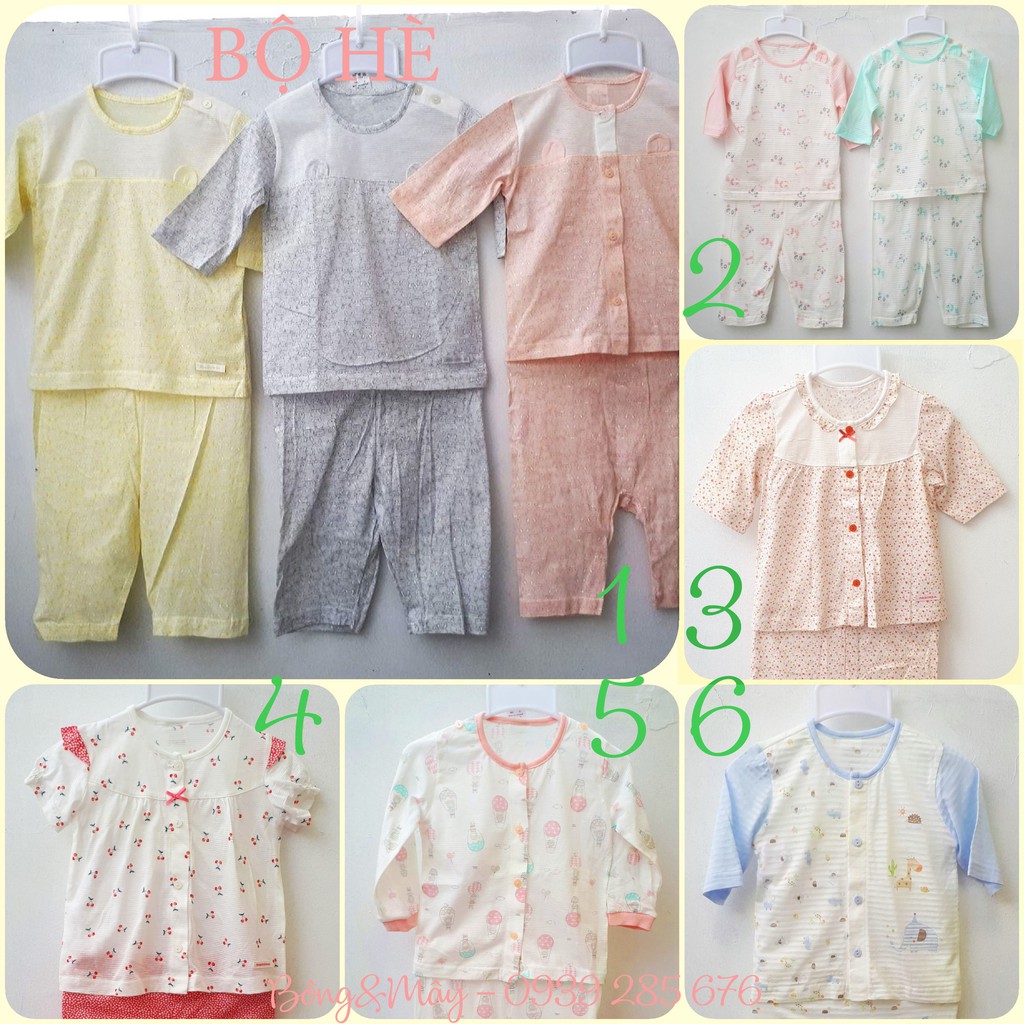 6 mẫu - Bộ cotton giấy xuất Hàn mỏng, nhẹ mặc mùa hè cho bé gái/ bé trai