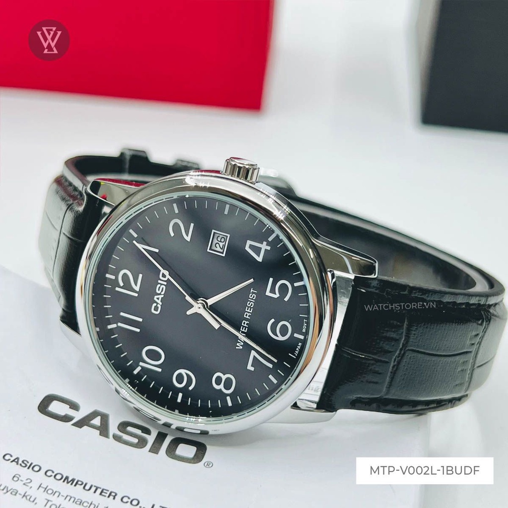 Đồng Hồ Quartz Nam Casio WATCHSTORE MTP-V002L-1BUDF Mặt Kính Khoáng 37mm, Dây Da Phong Cách Cổ Điển, Sang Trọng