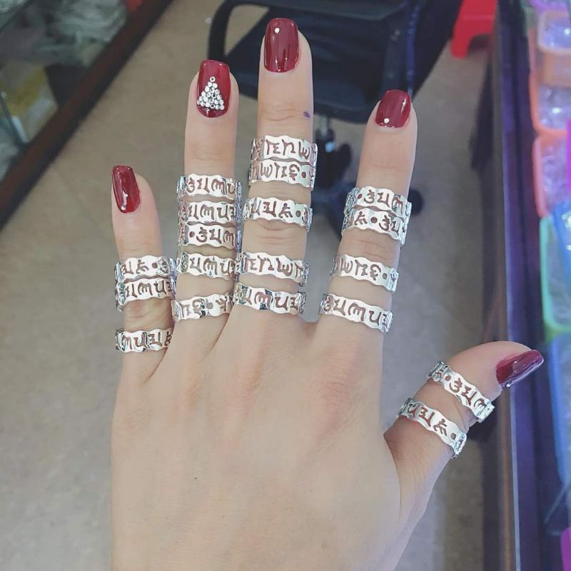 Nhẫn bạc khắc chú omani bình an