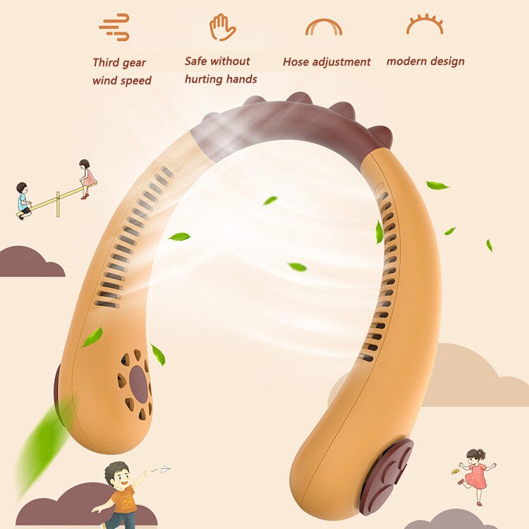 Quạt Thể Thao Đeo Cổ Không Cánh Sạc Usb Tiện Dụng