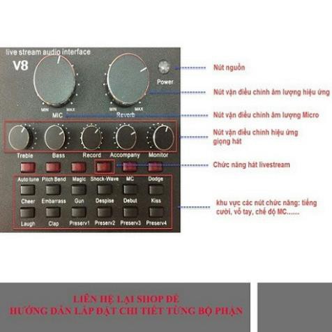 Sound Card V8 Bluetooth - Loại 1- Chuyên Hát Thu Âm, Livestream, Karaoke