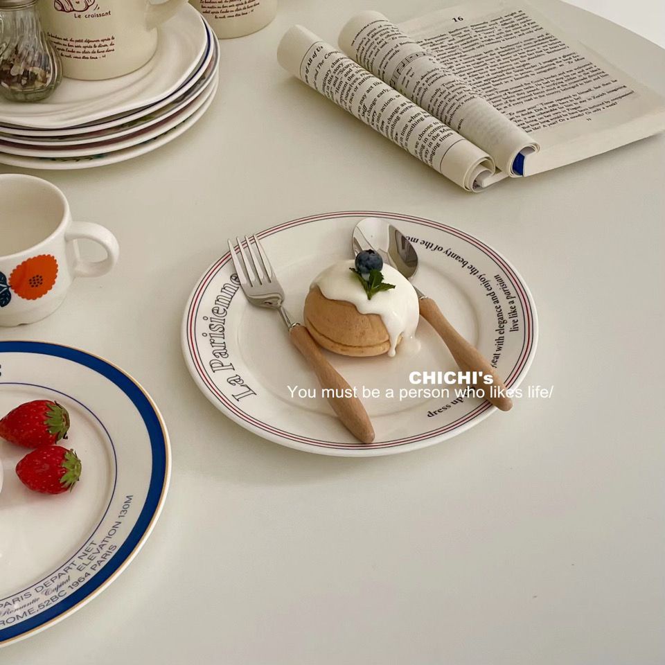 Đĩa Sứ In Chữ Blogger Phong Cách Hàn Quốc Đơn Giản Tiện Dụng Cho Gia Đình / Nhà Hàng
