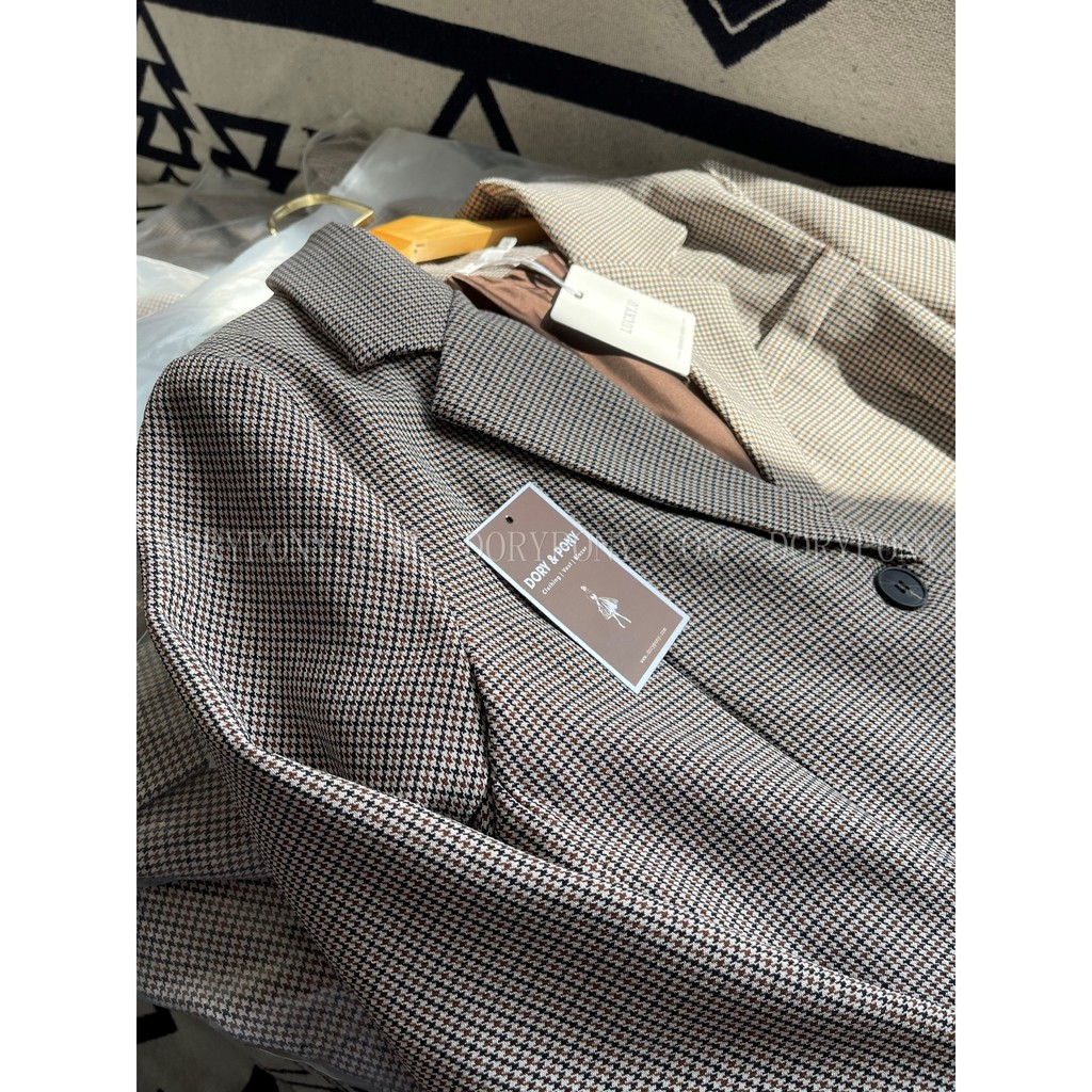 (CAO CẤP+Ảnh thực tế) - Áo BLAZER Kẻ Caro Houndstooth Dory&amp;Pony BRITISH STYLE  – AK092