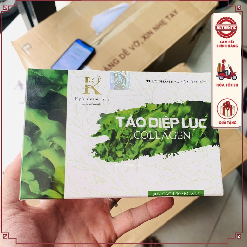 Tảo Diệp Lục Collagen Chính Hãng KYO, Date Mới Nhất - Có Ship Hỏa Tốc