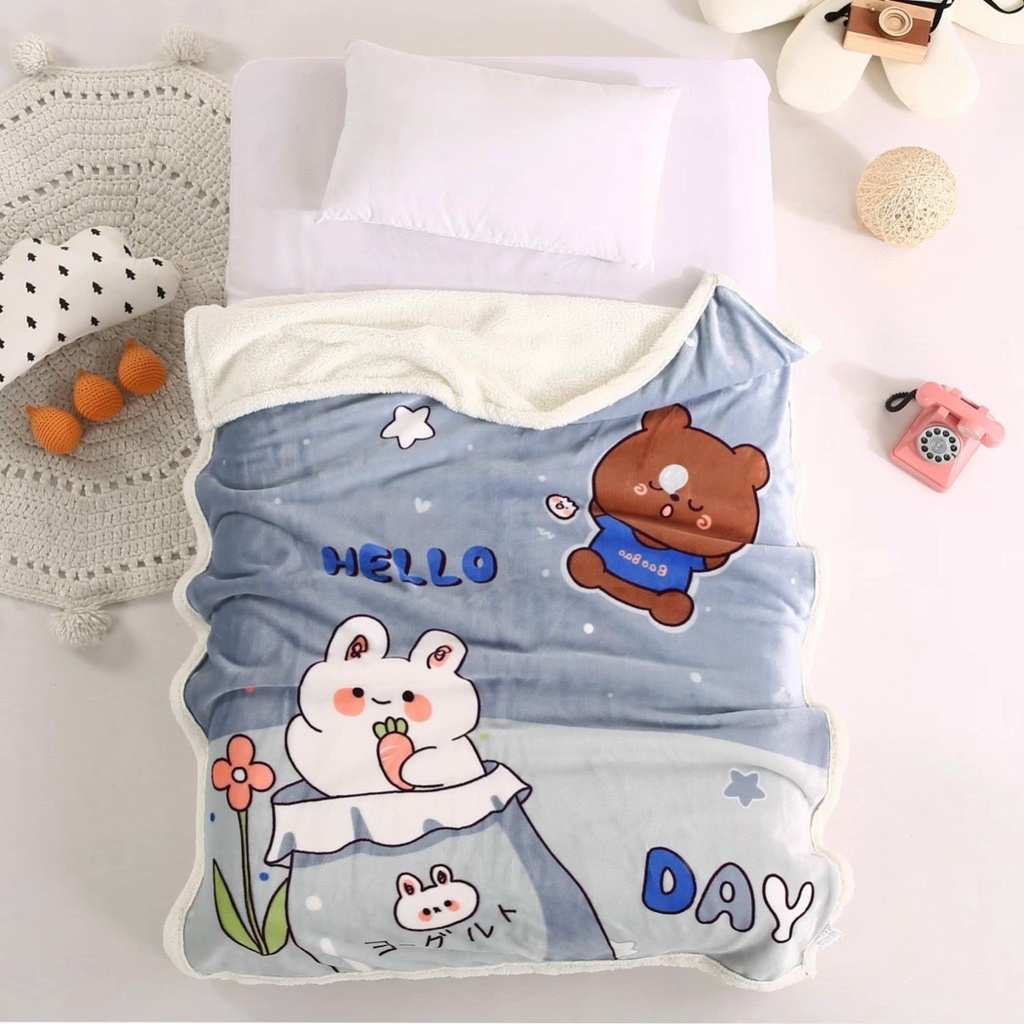 Chăn lông cừu/chăn đi học cho Bé hàng loại 1 dày dặn siêu mềm ấm