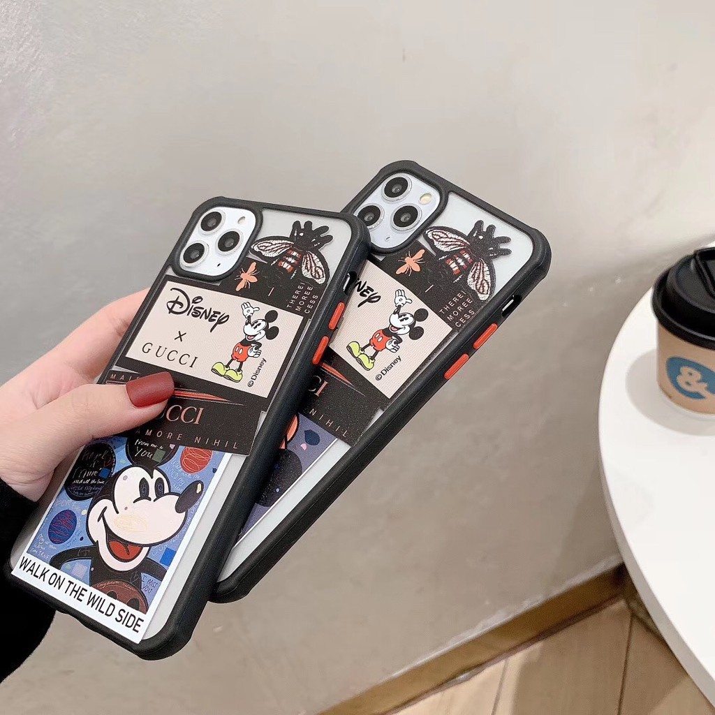 Ốp Điện Thoại Cứng Viền Mềm Mặt Nhám Họa Tiết Disney Mickey Minnie Cho iPhone 12 11 Pro Xs max XR I8 I7 Plus