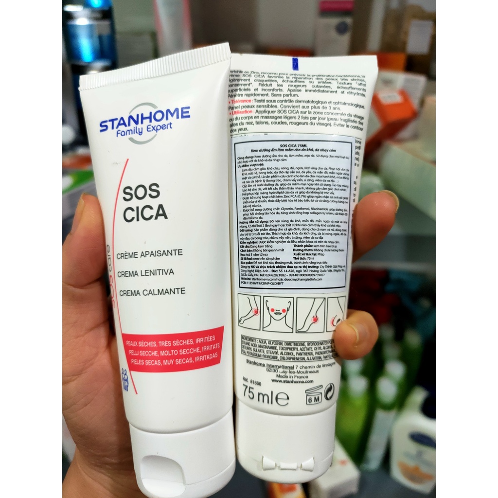 STANHOME SOS CICA 75ml kem dưỡng ẩm làm mềm cho da khô và da nhạy cảm