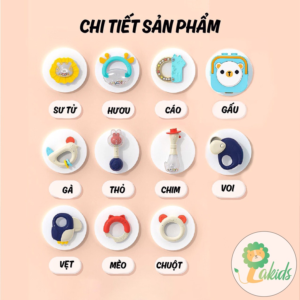 Xúc xăc gặm nướu cho bé UMOO bộ đồ chơi cho bé sơ sinh 10 chi tiết có hộp đựng - Lakids