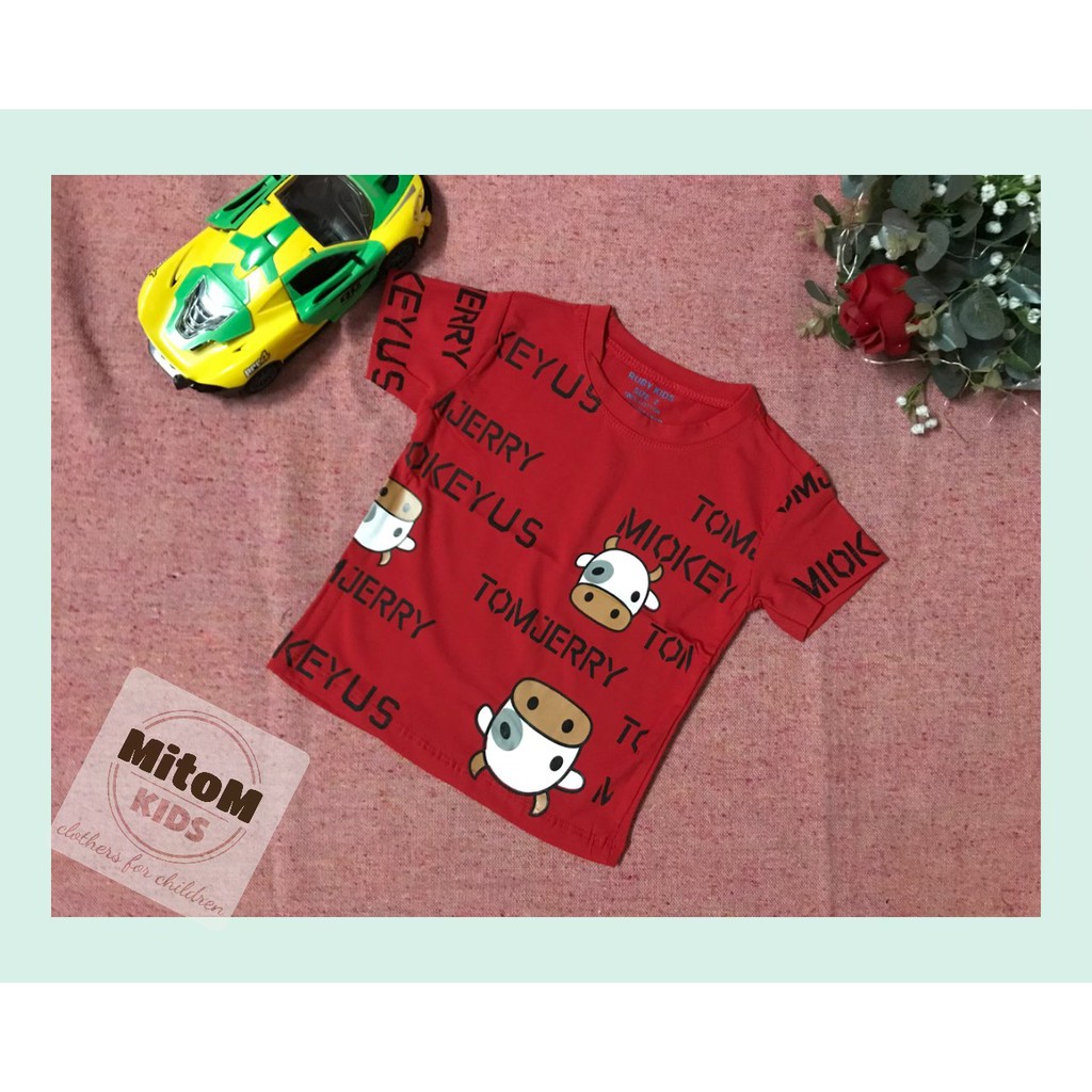 Áo cotton bé trai ♥️ FREESHIP ♥️ Chất thun cotton mềm mịn, họa tiết chú bò siêu cute