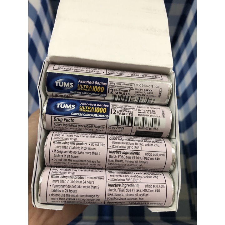 ￼Kẹo Nhai Hương Trái Cây Tums Assorted Beries 12 viên - Mỹ