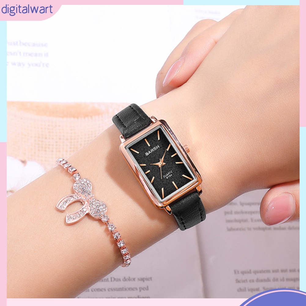 Đồng Hồ Nữ Dây Giả Da Mặt Hình Chữ Nhật Thời Trang